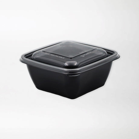 Neliskanttisen rasian pohja musta 375ml rPET (125x125x52mm) - Kuatro