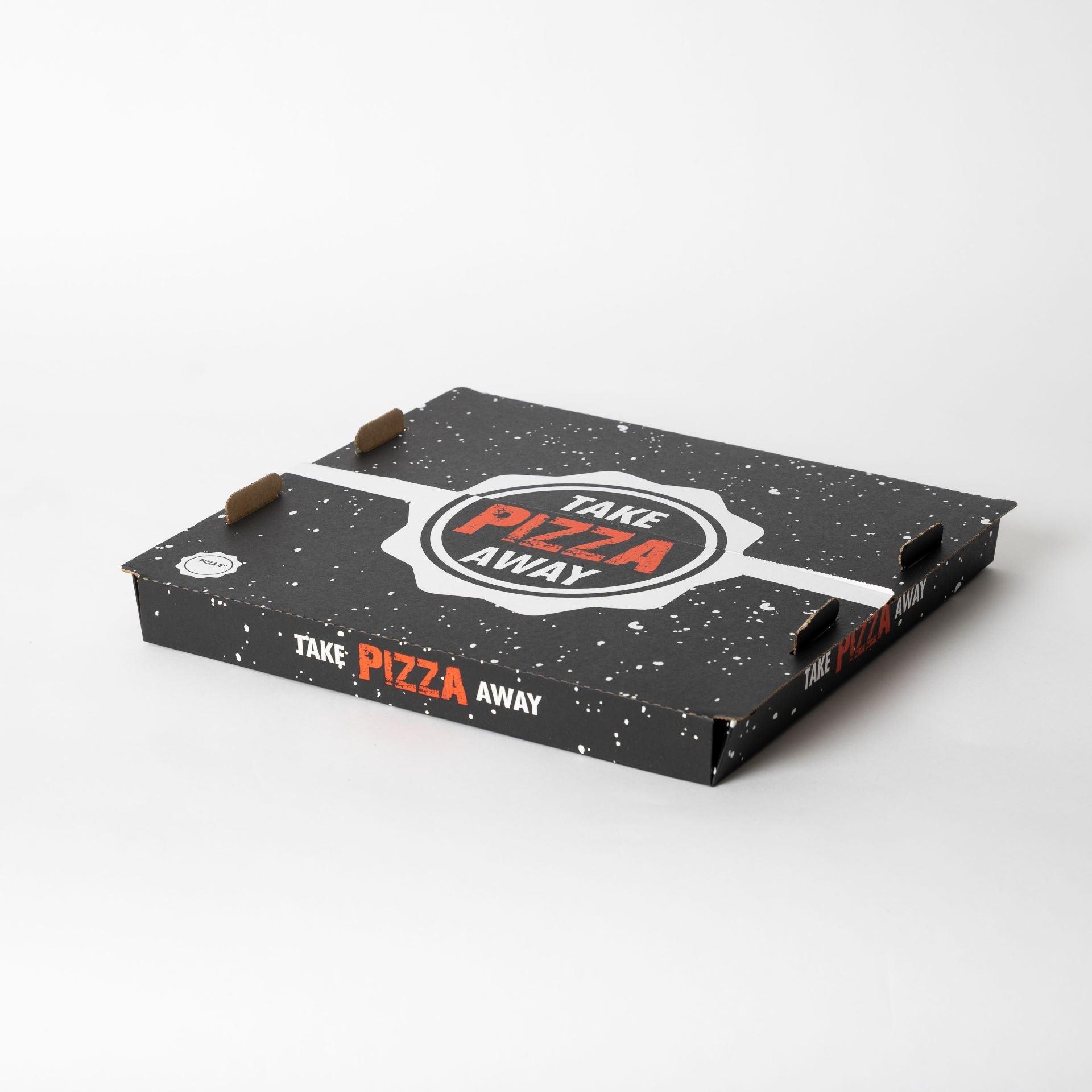 Pizza box Take Pizza Away 32x32x3.5cm black (Mod.Fi) (100pcs/box)