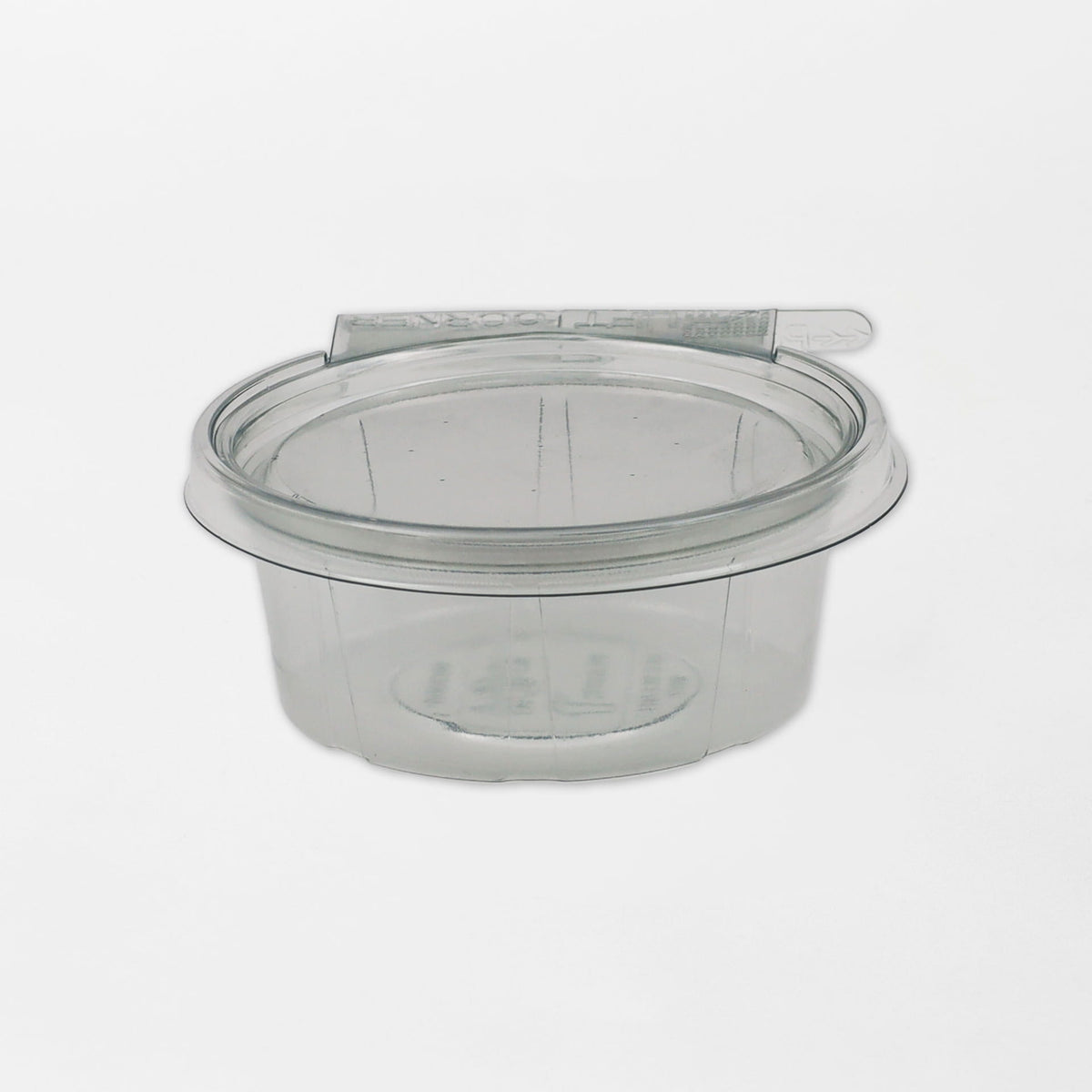 Anti-tamper pyöreä saranakansirasia sinetillä läpinäkyvä 180ml rPET (350kpl/ltk)