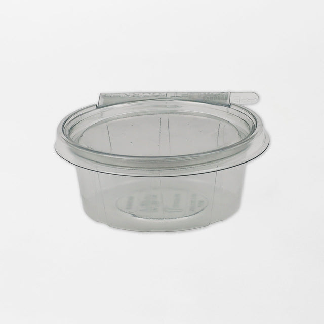 Anti-tamper pyöreä saranakansirasia sinetillä läpinäkyvä 180ml rPET (350kpl/ltk)