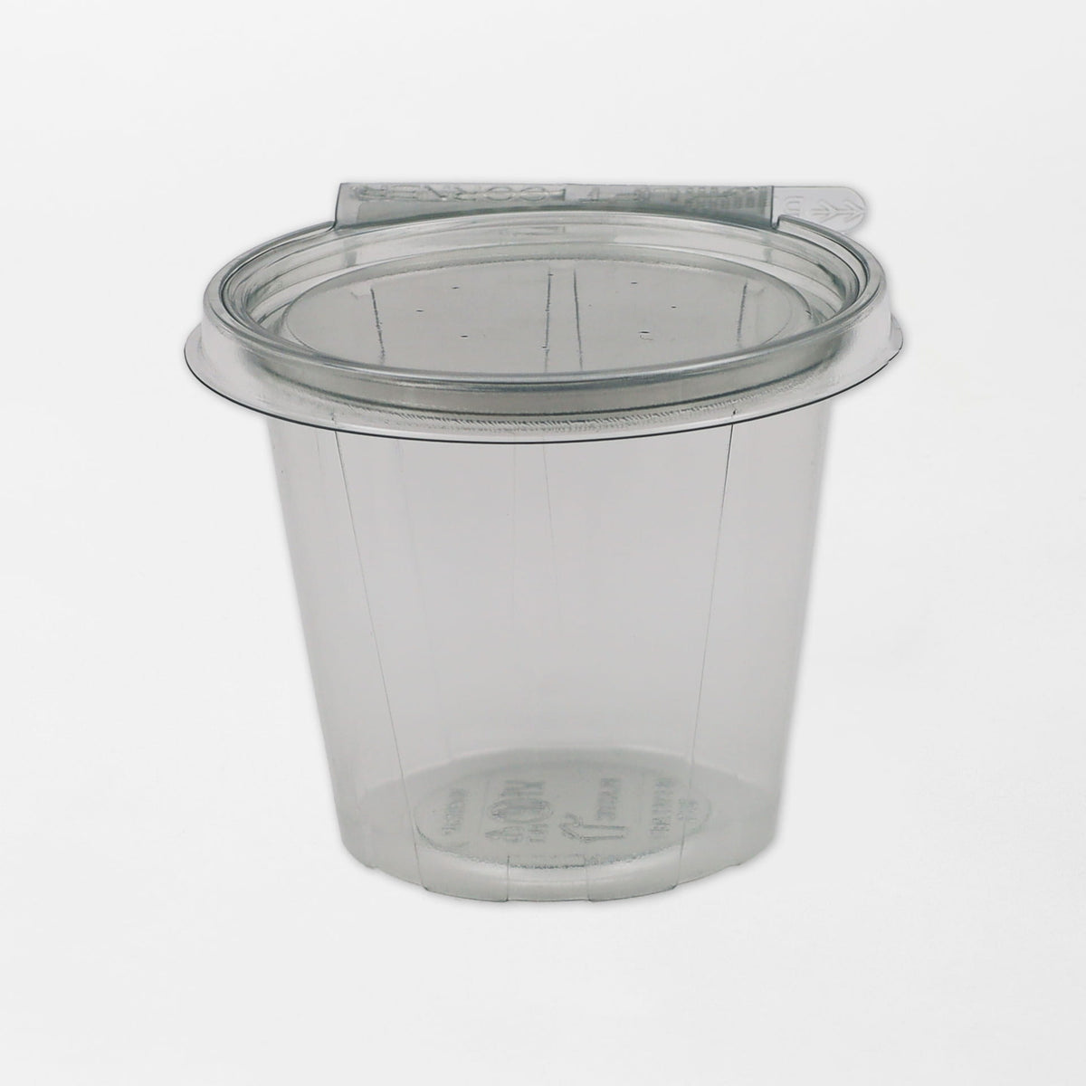 Anti-tamper pyöreä saranakansirasia sinetillä läpinäkyvä 450ml rPET (350kpl/ltk)