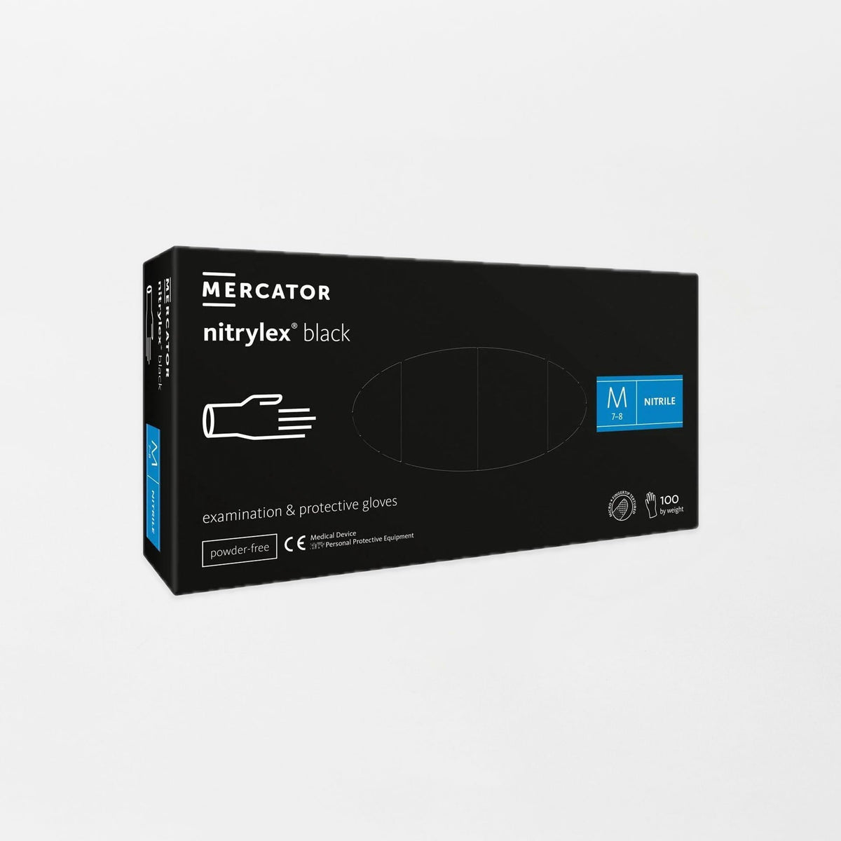 Nitriilikäsine Mercator nitrylex musta (10rs/ltk, 100kpl/rs)